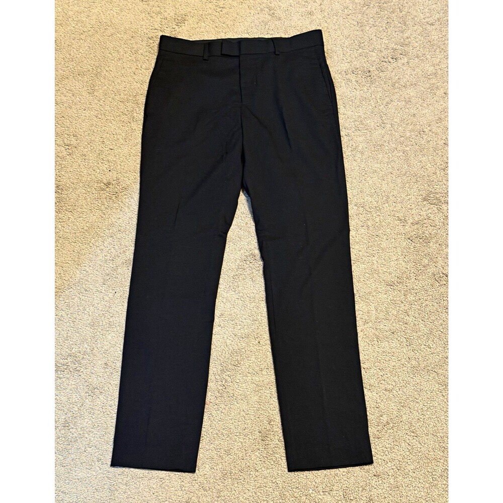 H&M Men’s Black Skinny Fit Dress Pants 30W Flat Front Twill Pockets